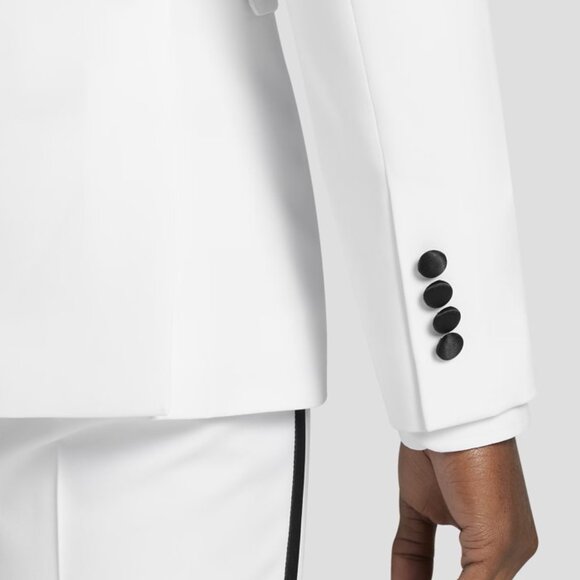 NEW Egara Skinny Fit Satin Peak Lapel White Tuxedo Jacket - Picture 4 of 5